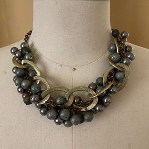 Chunk NY&Co Statement Silver Blue Gold Necklace